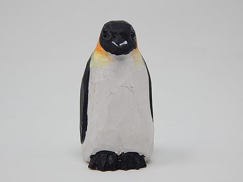 Miniatura 3 de Figura de pingüino emperador tallada a mano, figura de pájaro marino ártico en miniatura, arte de madera polar, adorno tallado a mano para