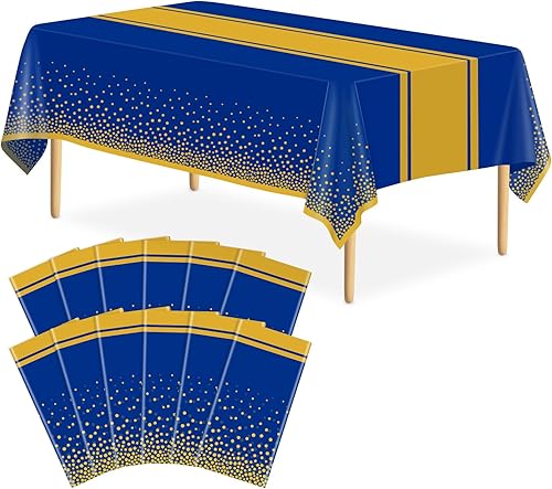 Miniatura 11 de Paquete de 2 Manteles Blancos y Dorados Decoraciones para Fiestas Mantel de Plástico Blanco Impreso Camino de Mesa Dorado 54 x 108 Pulgadas Cubierta