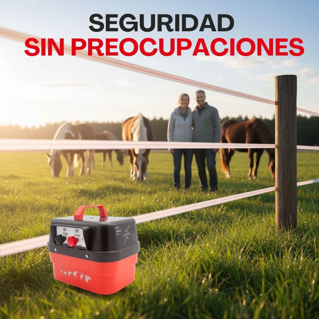 Pastor eléctrico Llampec Mod.R17 con conexión a red 230V – 7 J, 10.000 V y 115 km de alcance – Ideal para ganado equino, vacuno, porcino, ovino y animales salvajes – Fabricado en España
