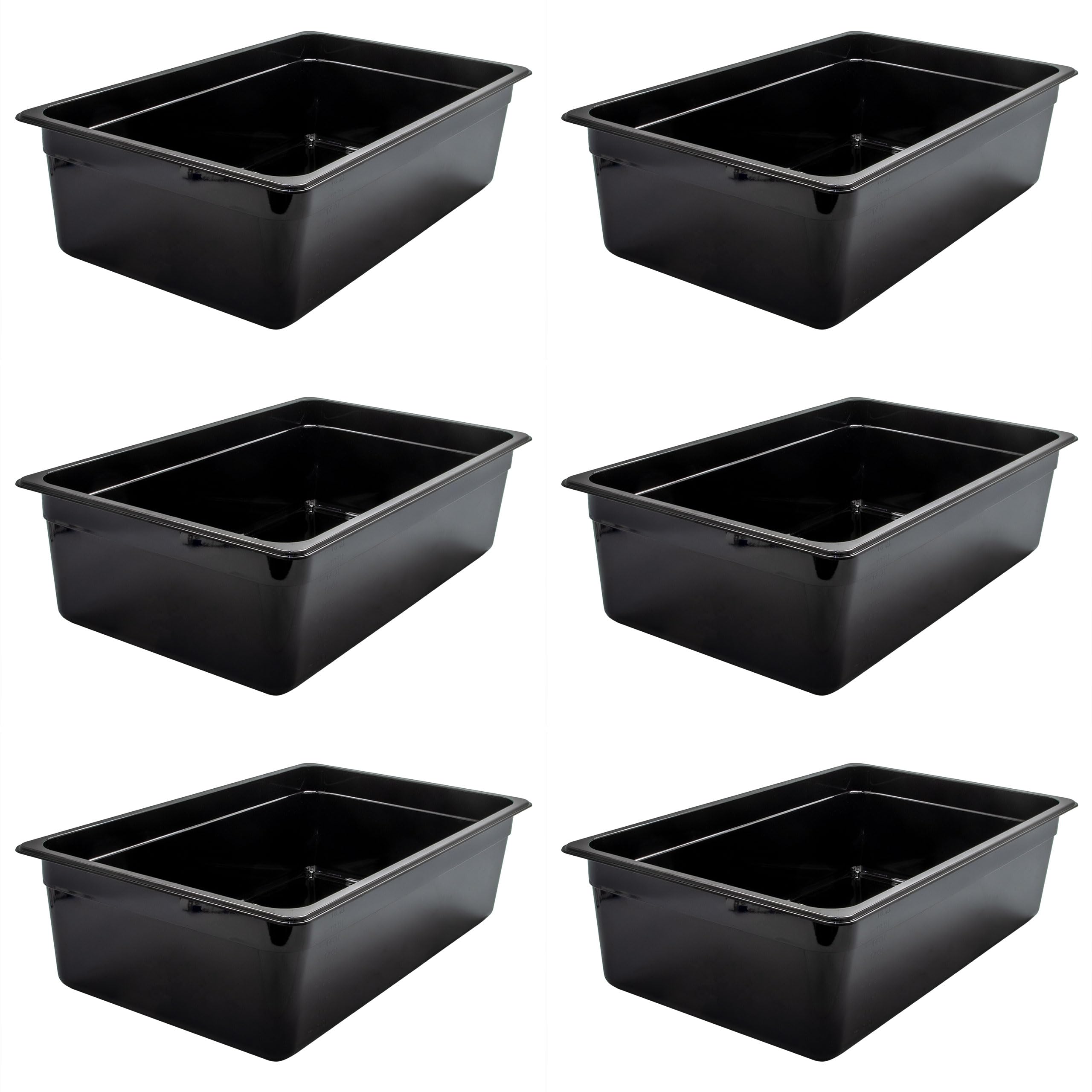 Set di 6 contenitori GN 1/1 Gastronorm GN 21 litri di profondità 150 mm plastica nera