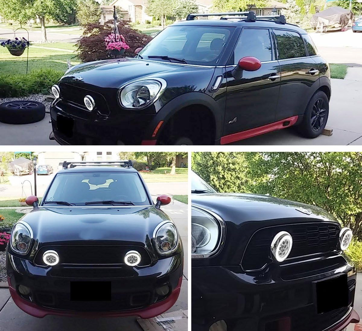 iJDMTOY Black Finish LED Rally Driving Lights Compatible with Mini Cooper w/Halo Ring LED Daytime Running Lights, Powered by (9) High Power 3W LED Lights As Driving Lamps & (30) LED Lights as DRL