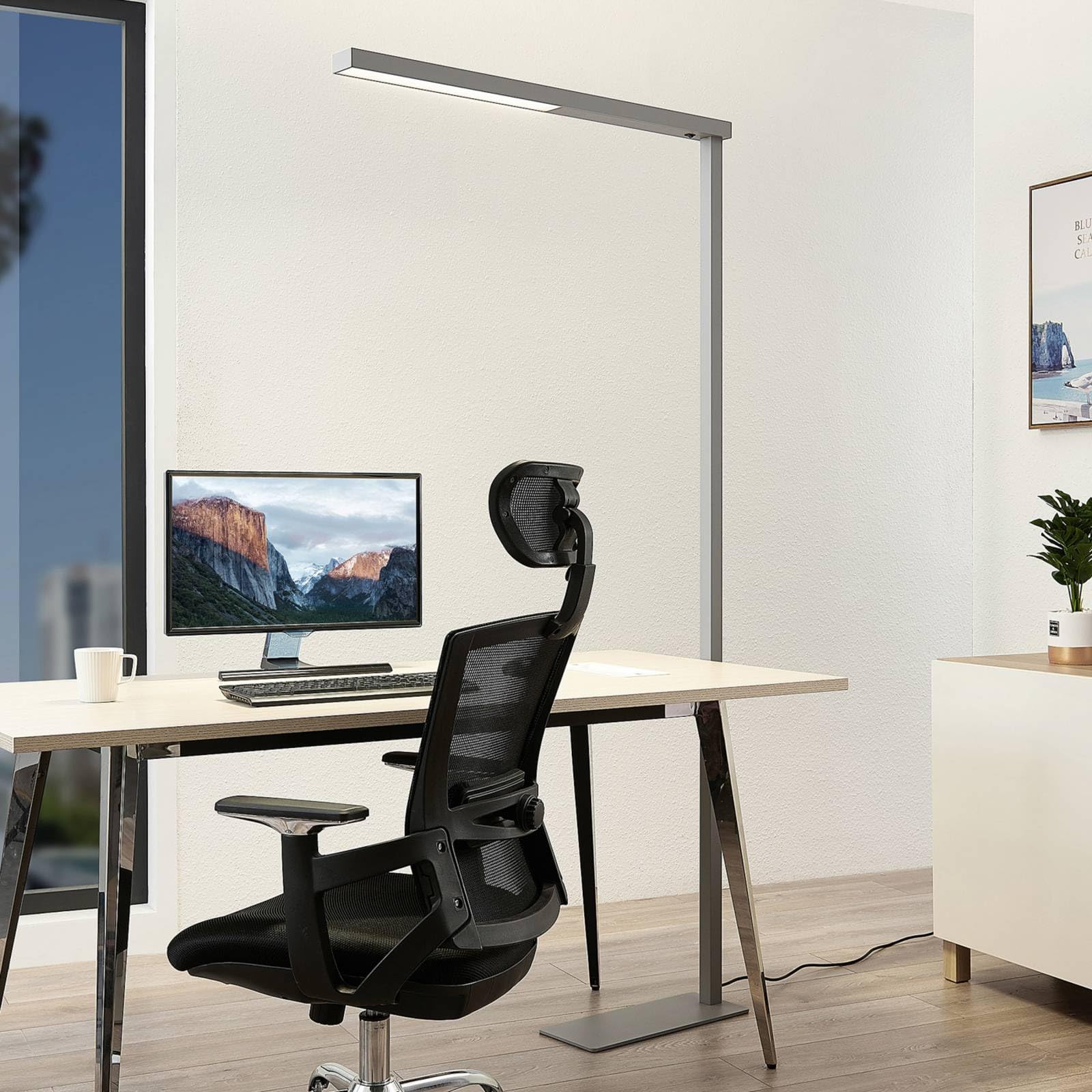 Arcchio Lampade da terra per ufficio (Moderno) colore Grigio, in Alluminio ad es. Studio & Ufficio lampadina inclusa Lampada lampada postazione lavoro piantana
