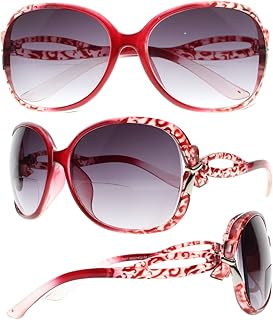 Women Oversized Butterfly Designer Bifocal Reading Glasses UV400 Protect Sunglasses Readers (Red, 2.0)
