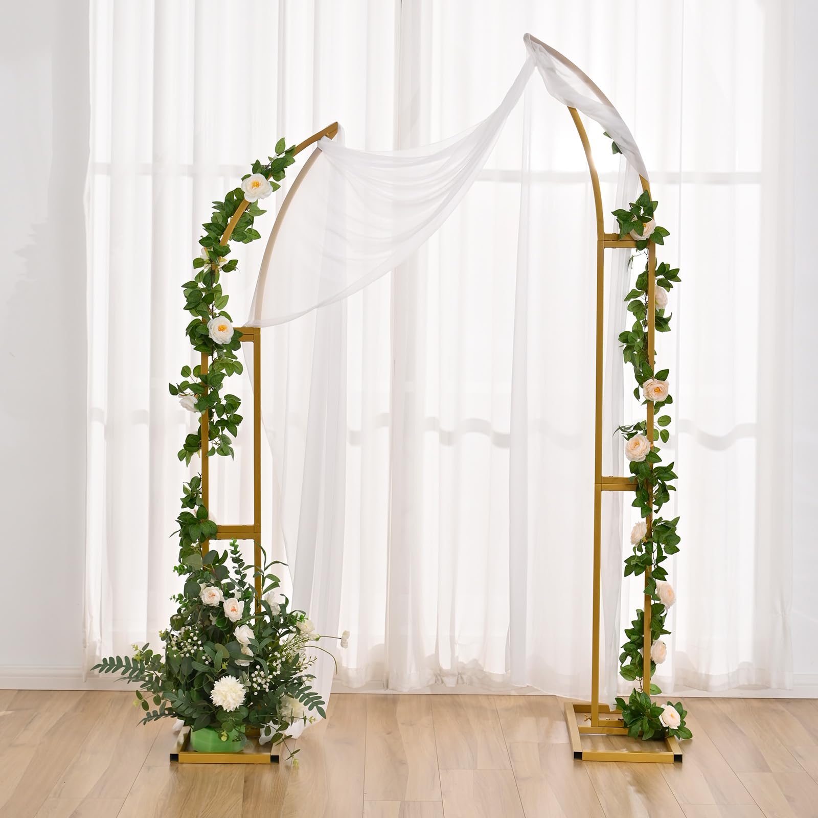 Arche De Jardin En Métal 240 X 220 Cm - Support Plantes Grimpantes, Antirouille, Base Incluse - Vert, Blanc, Noir