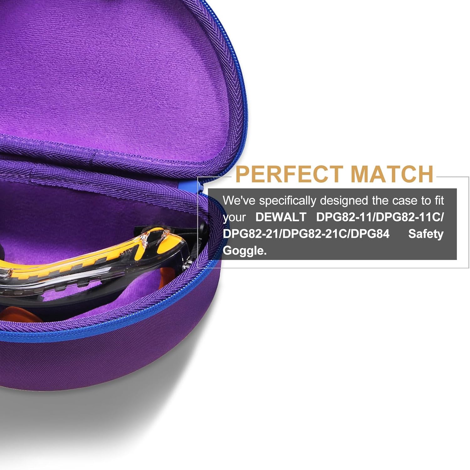 LTGEM Safety Glasses Case for Dewalt DPG82/DPG82-11/DPG82-11C/DPG82-11D/DPG82-21/DPG82-21C/DPG82-21D/DPG84 (Case Only)