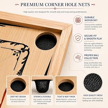 Carrom Board, Carrom Board Medium Size 29 inches x 29 inches, American Style Carrom Table, Oak Wood with Special 22 Coins + 2 Strikers (Extra Pieces), Carom Board for Adults & Family