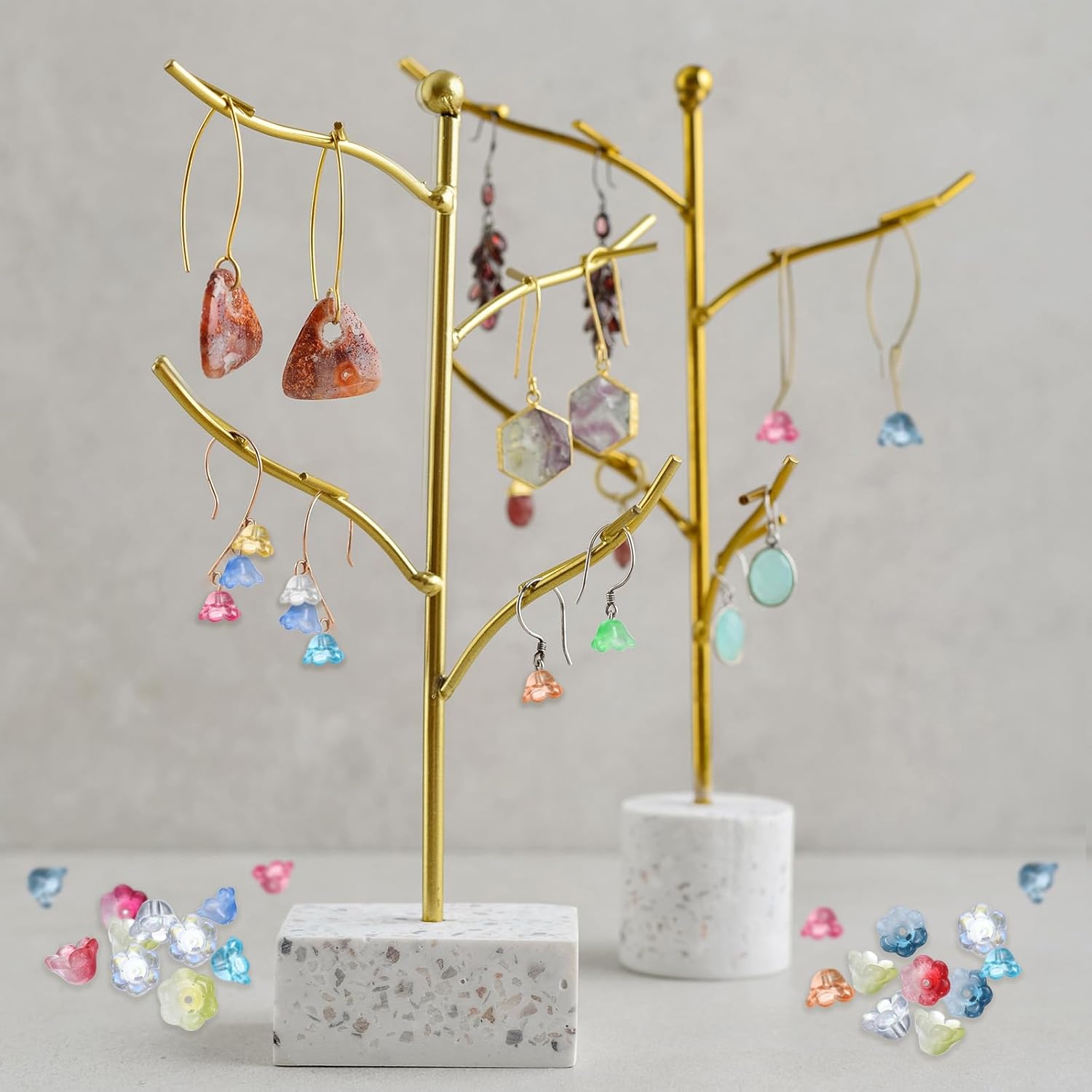 uxcell 100 Pcs Glass Flower Beads for Jewelry Making, Glass Trumpet Flower Spacer Beads Floral Loose Bead Caps Charm for DIY Necklace Earrings Bracelets Crafts Supplies, Light Purple - Image 4