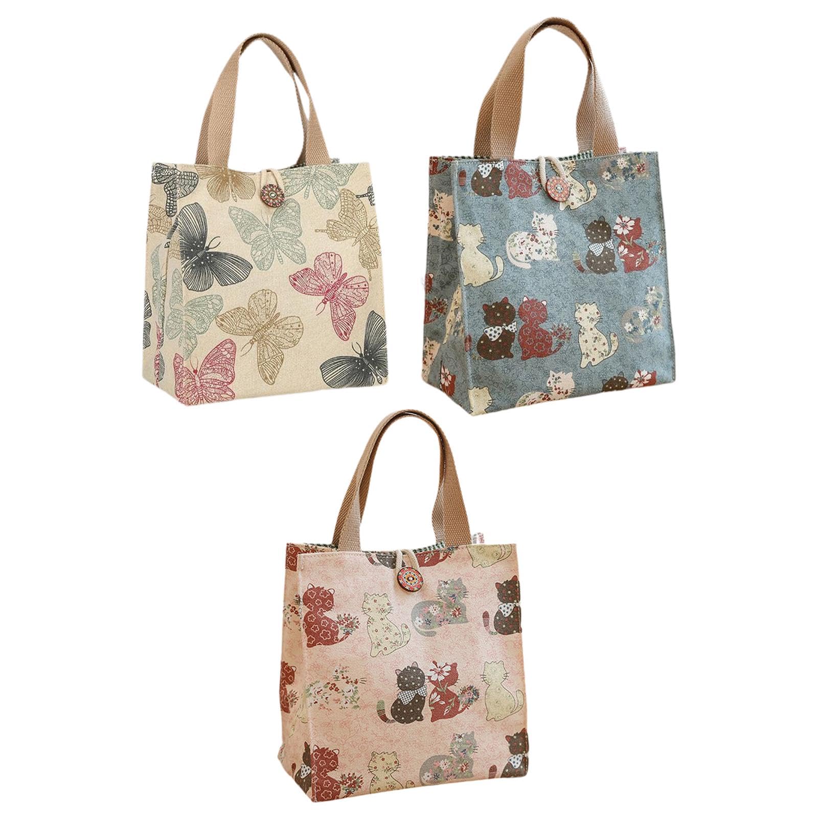 Meadawgs® Lunch Bag Handbag Reusable Stylish Canvas Tote Bag for Vacation Picnic Beach Butterfly|Clothing, Shoes & Accessories | Womens Handbags & Bags| Womens Handbags & Bags|1 Canvas Tote Bag