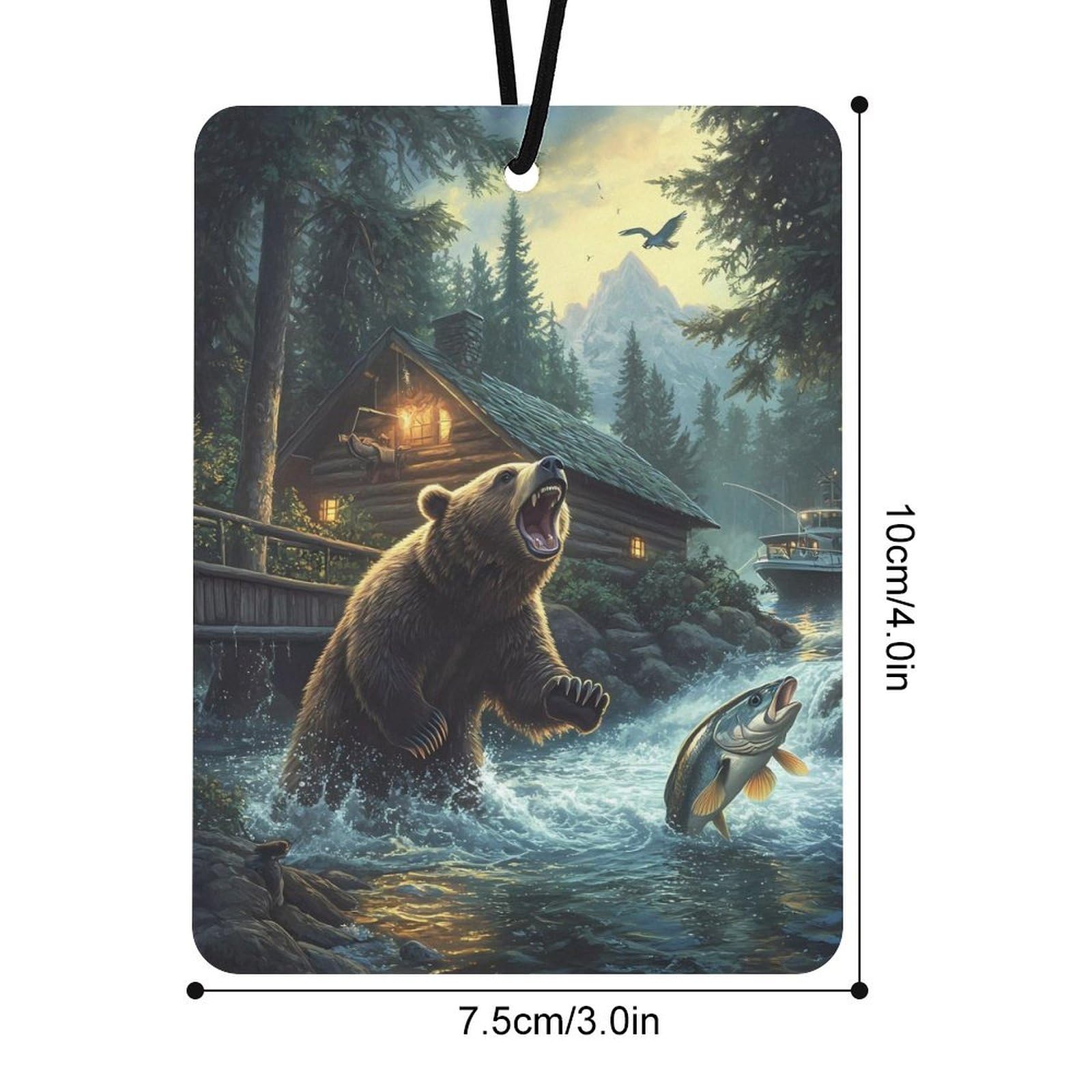 Natural Scenery Lake House Bear Car Air Freshener Hanging Aromatherapy Tablets for Car Accessories Square