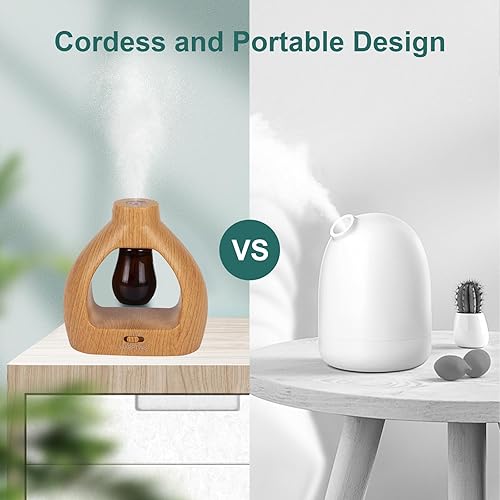 Miniatura 7 de HAPPTWS Juego de difusor de aceite esencial sin agua, difusor inalámbrico, 3 ajustes de temporizador, funciona con pilas para dormitorio, estudio de