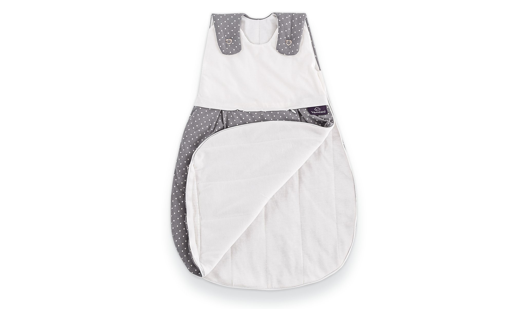 Träumeland S0100102 śpiwór outdoorowy LIEBMICH kropki szary, rozmiar 50/56, wielokolorowy