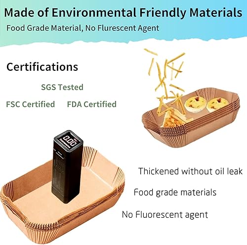 Miniatura 8 de Forros de papel para freidora de aire, desechables, redondos, de 7.9 pulgadas, 125 hojas de papel pergamino grueso para hornear, cocinar y asar,