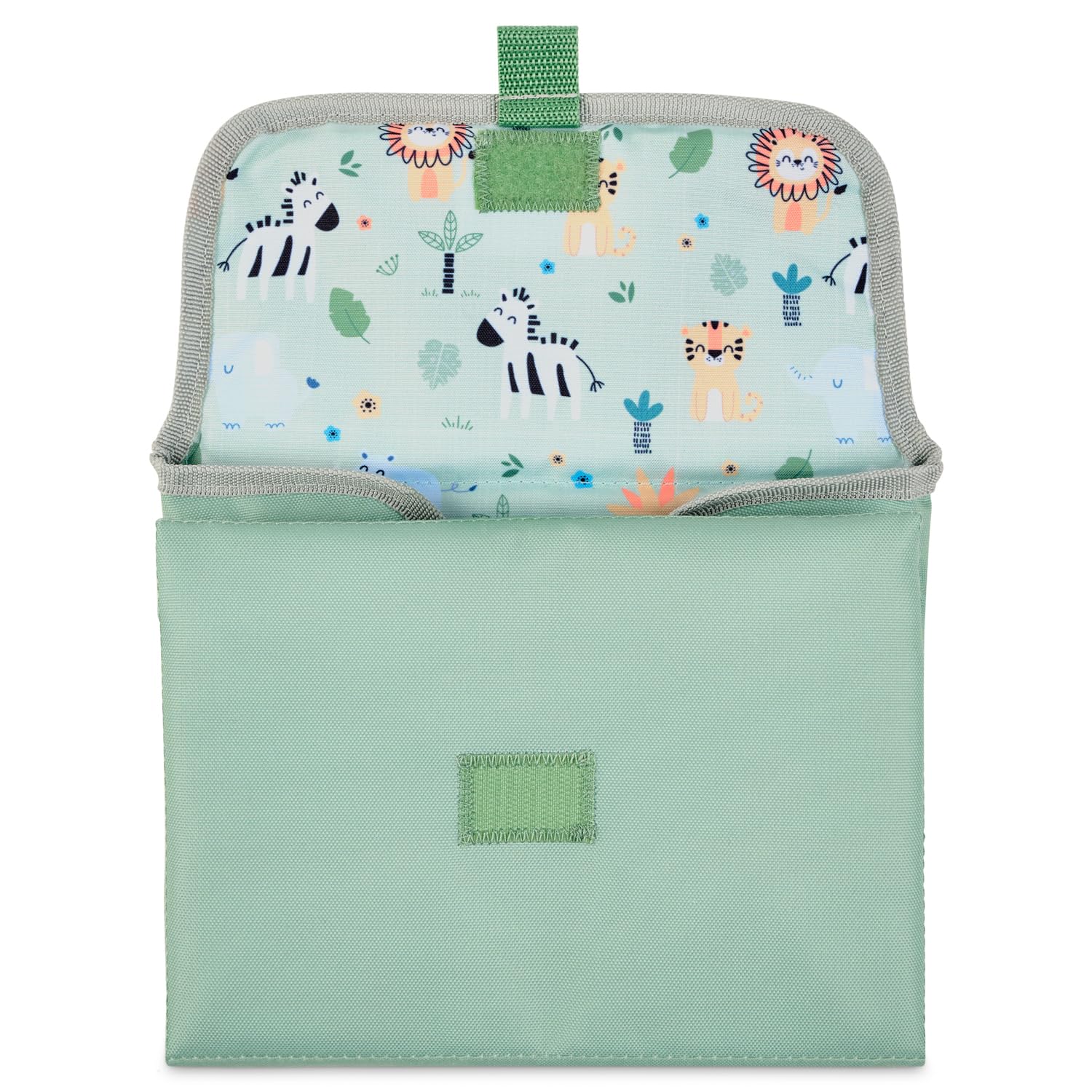 Baby Polar GearChanging Mat – Safari Green – Wipe-Clean, Portable, Padded, Foldable, Travel Changing Mat with Pocket