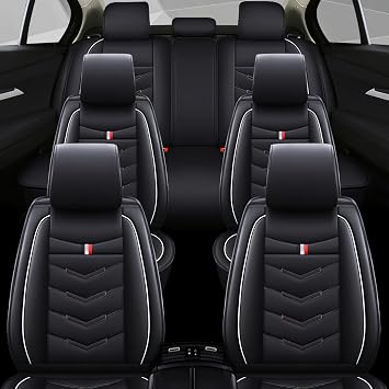 Car Seat Covers 7 Seats for Ford Explorer 2000-2025, Waterproof Durable Compatible Airbag, Premium Leather Seat Protector7 Seats Standard,Black White