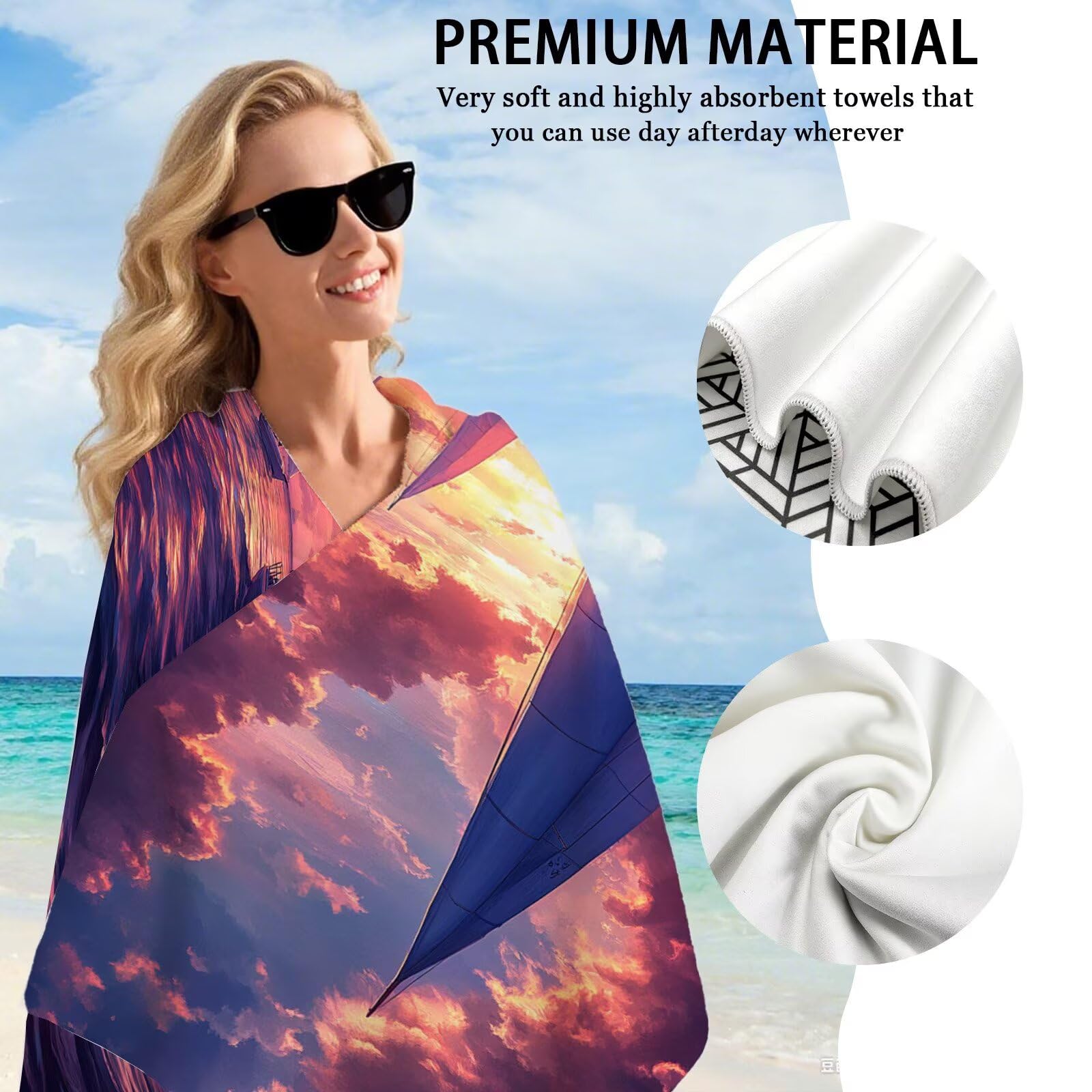 Toalla Playa Grande 90x180cm Velero Toalla Microfibra Antiarena, Toallas Bano Mar Toallas Playa Secado Rapido, Pareos Playas Mujer Ligera Absorbente, Beach Towel para Playas Gimnasio Viajes VQ-855