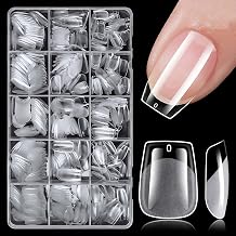 300pc Extra Short Coffin Nail Tips, Soft Gel Nail Tip XS Fake Nails Squoval Artificial Fingernail, 15 Sizes Full Cover Clear Press on Nail Short Coffin Acrylic Nails Tips for Nail Extension