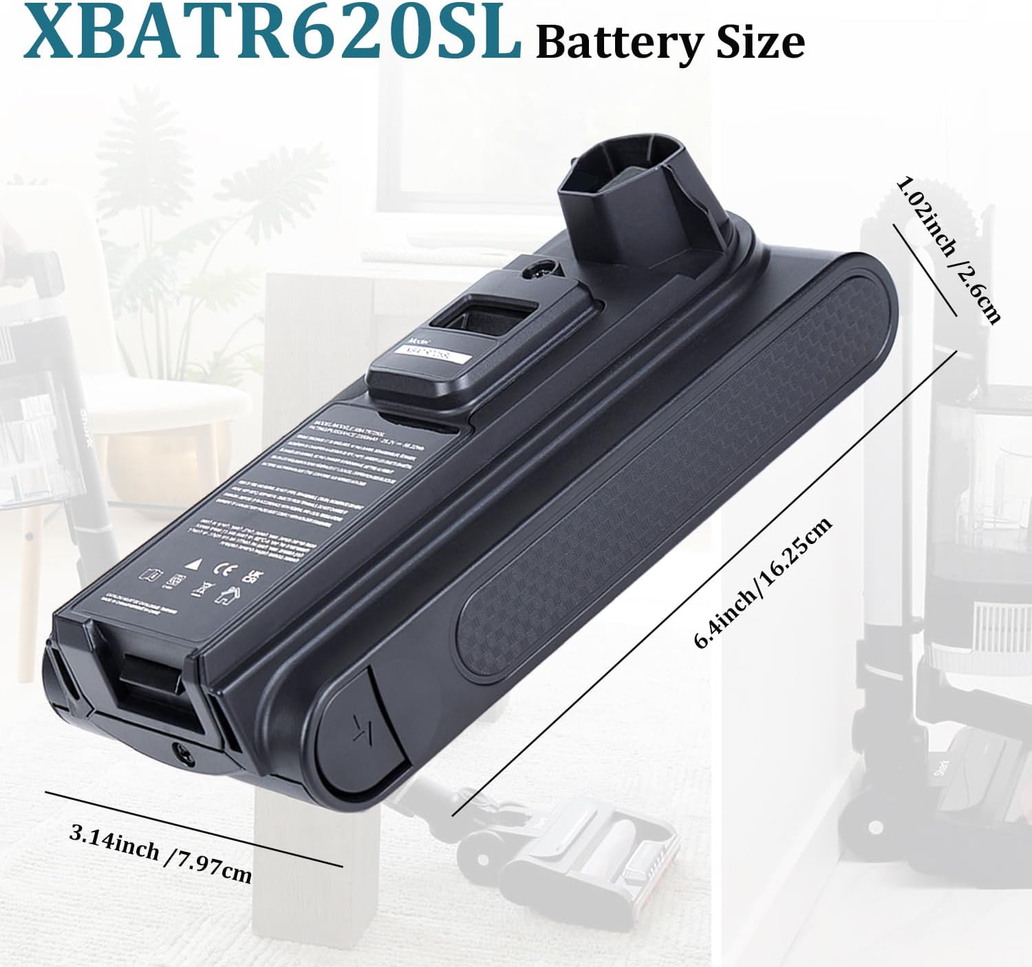 XBATR620SL Replacement Battery Compatible with Shark IZ540H, IZ562H, UZ565H, LZ500 Cordless Vacuums (Not for IZ840H/IZ862H/UZ865H Series) 21.6V (3000mAh)