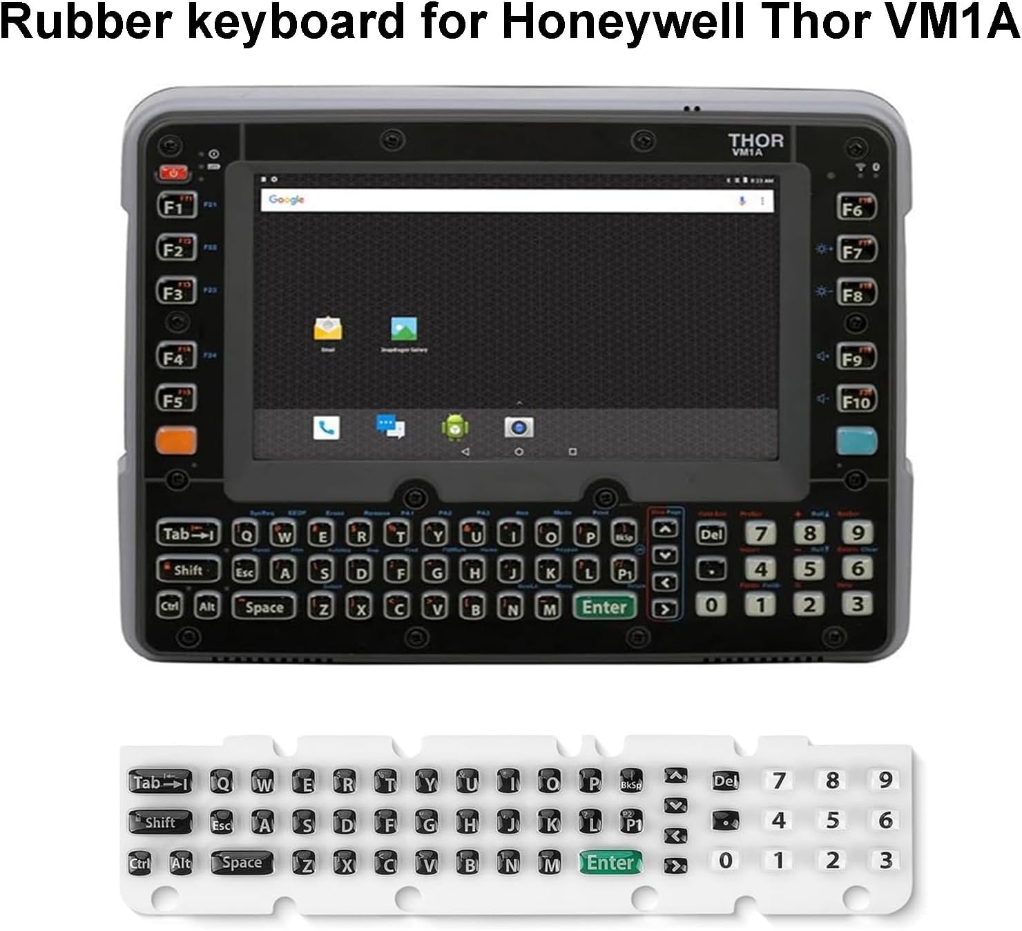 Rubber Keyboard (51-Key) for Honeywell Thor VM1A Vehicle-Mounted Computer,Keypad Replacement Support Computer,Foldable Silicone Flexible Material