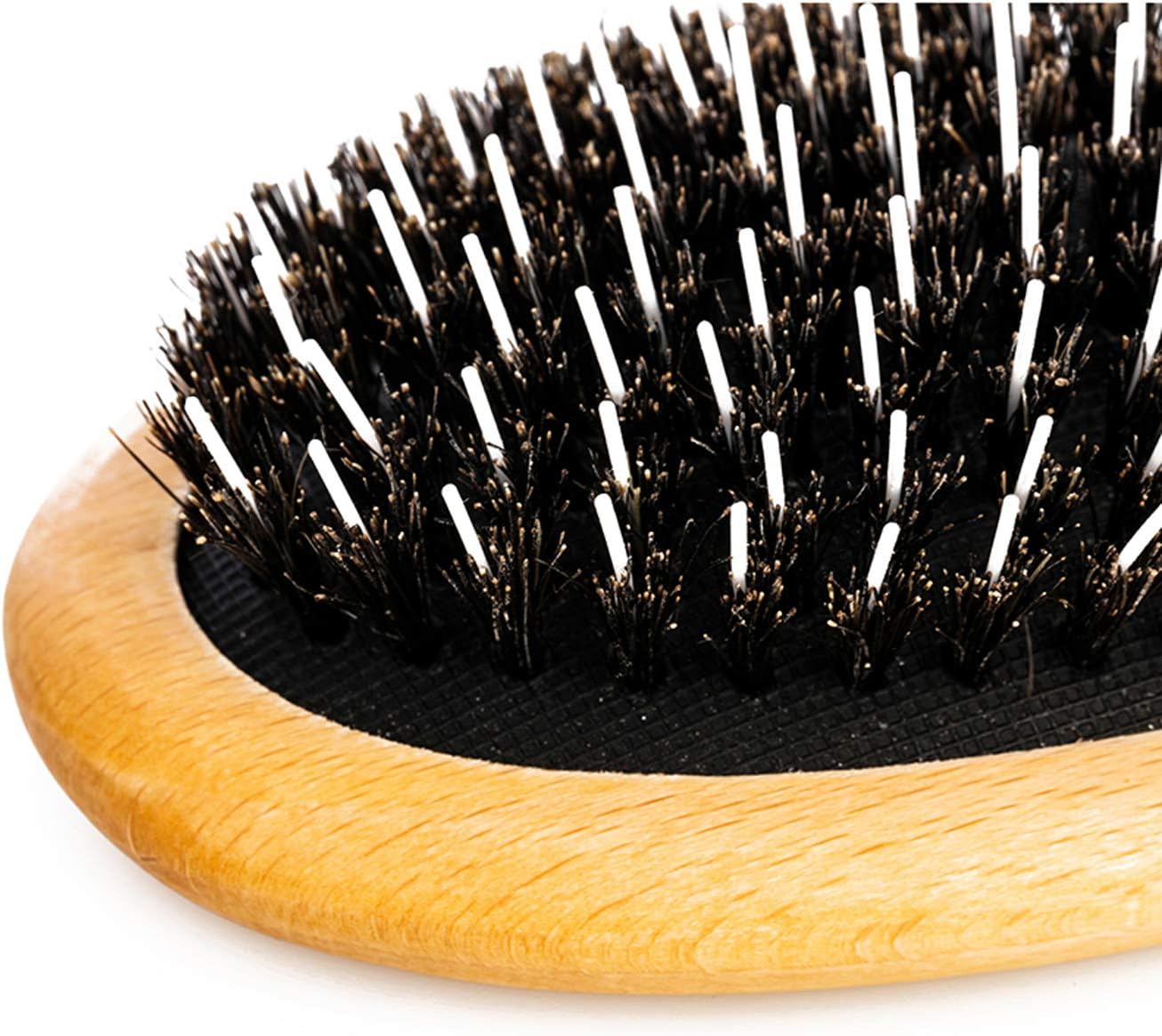 REMOS Hairbrush made of beech wood - 100% boar bristles & styling pins - wide, black - Image 5