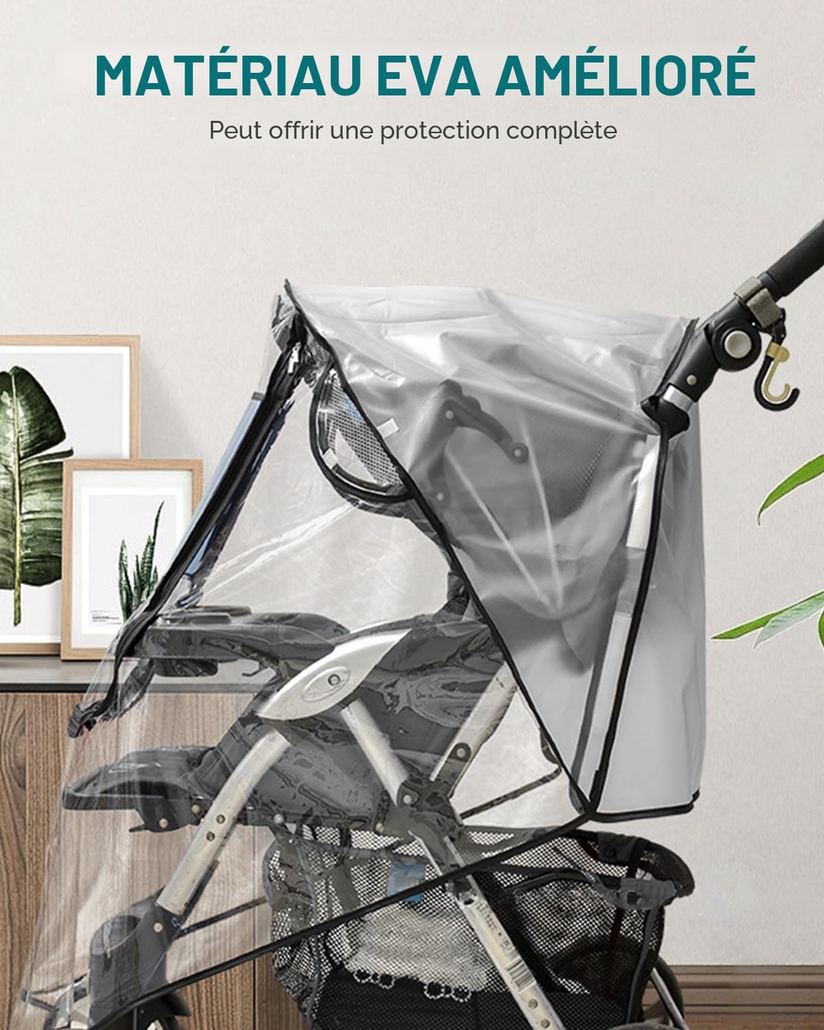 Protection contre la pluie pour poussette universelle - Protection de poussette avec grande fenêtre, bonne circulation de l'air, sans substances nocives, imperméable, protège du soleil - Housse de