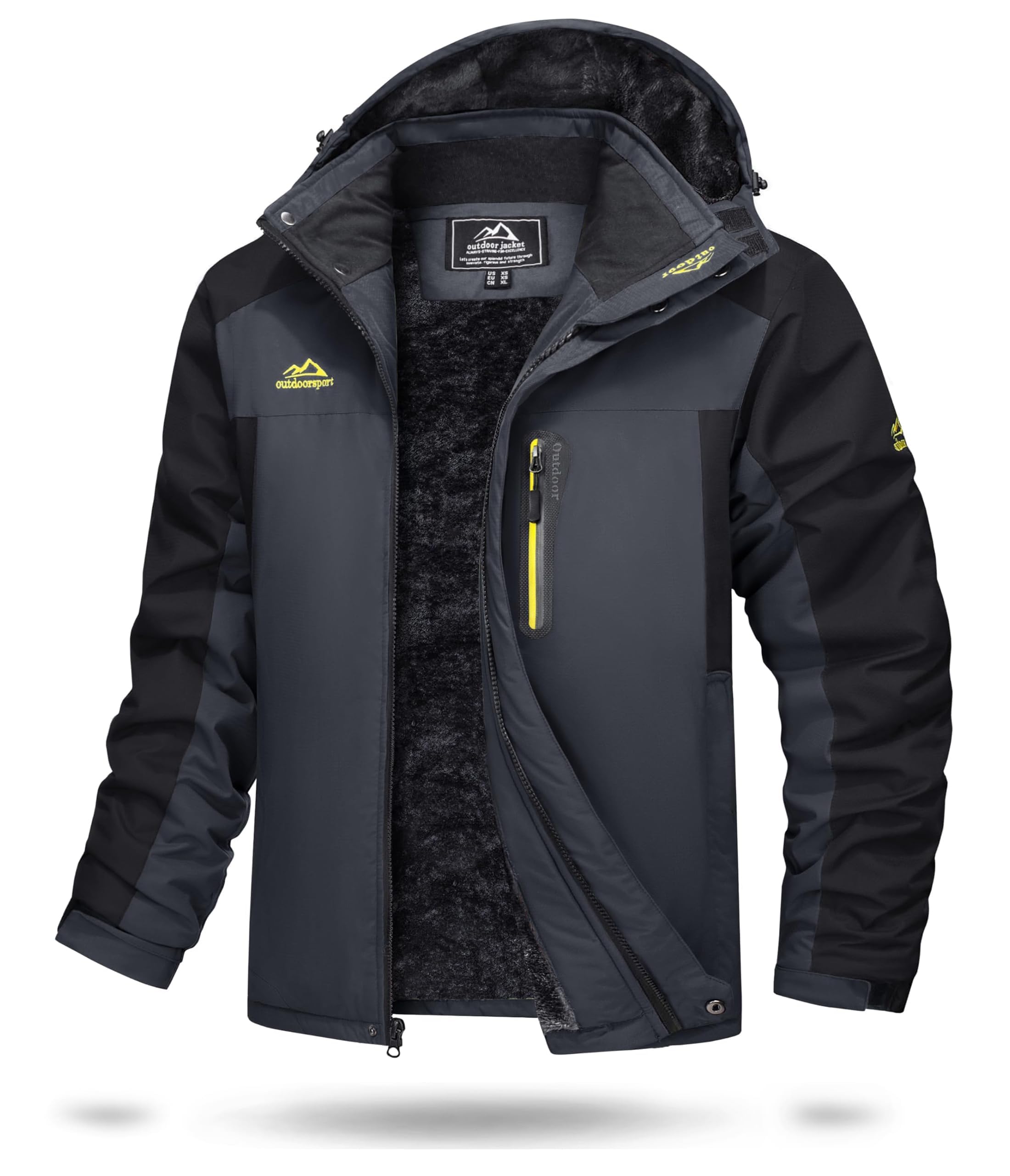 TACVASEN Herren Warme Skijacke Gefütterte Winterjacke Wasserabweisende Funktionsjacke mit Abnehmbarer Kapuzen
