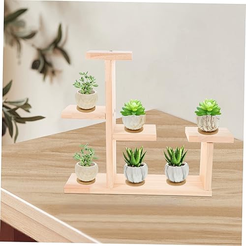 Miniatura 9 de Yardwe Soporte de madera para tartas, soporte para plantas de madera, soporte de exhibición de madera para plantas, bandeja redonda de madera para