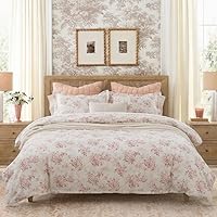 Vista 14 de DAUAOTO Juego de funda de edredón para cama individual XL de 68"X92", ropa de cama de 100% algodón con patrón floral de jardín para cama individual