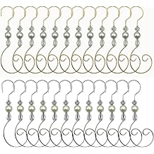 Christmas Ornament Hooks Iron Hook with Acrylic Jewelry Hanger Decoration for Christmas Tree Home Decoration 24 Pieces Style D