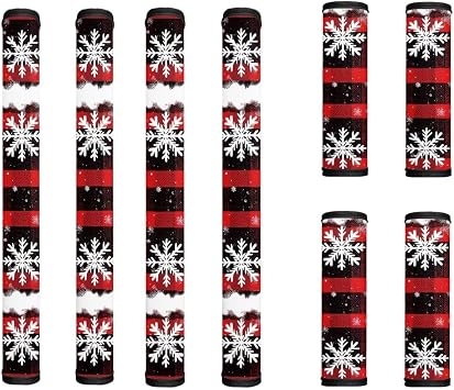 Sunflower Refrigerator Door Handle Cover 8 Pack Buffalo Plaid Christmas Kitchen Decor Keep Appliance Clean Anti-Static for Fridge Dishwashers,Red