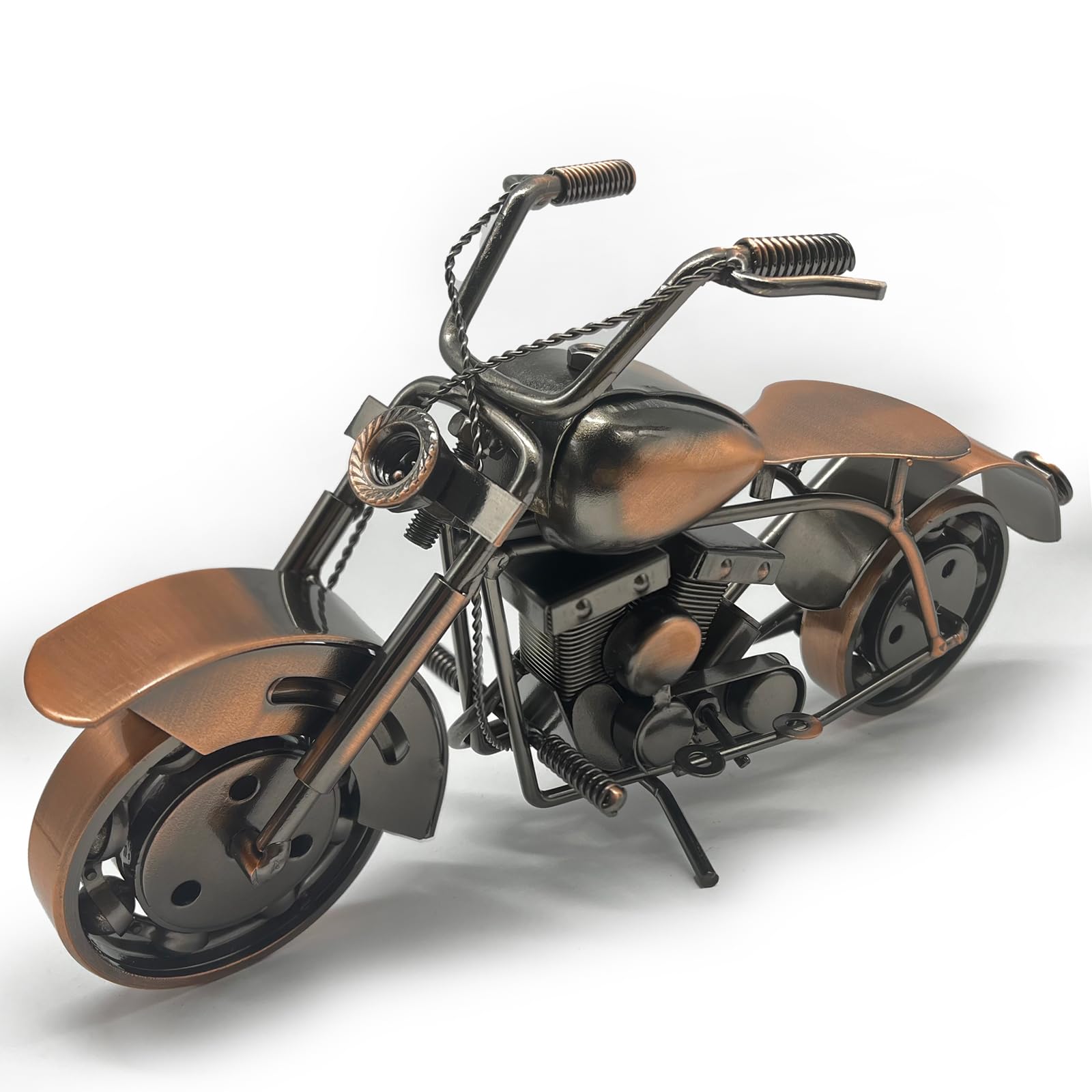 Pretties Metal Motorcycle Gifts for Men, Large Vintage Motorcycle Decor on Office Desk, Birthday Gifts for Riders Unique, Retro Iron Motorcycle Home Decro Art for Dad Son Friend, Bronze