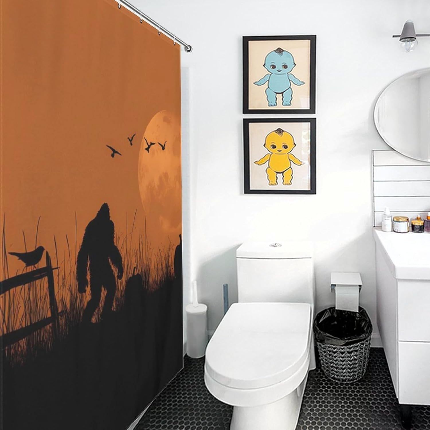 Pumpkins Bigfoot Shower Curtain 46.85x70.87Inch（119x180cm） Polyester Bath Curtain Shower Curtains Printed Decorative