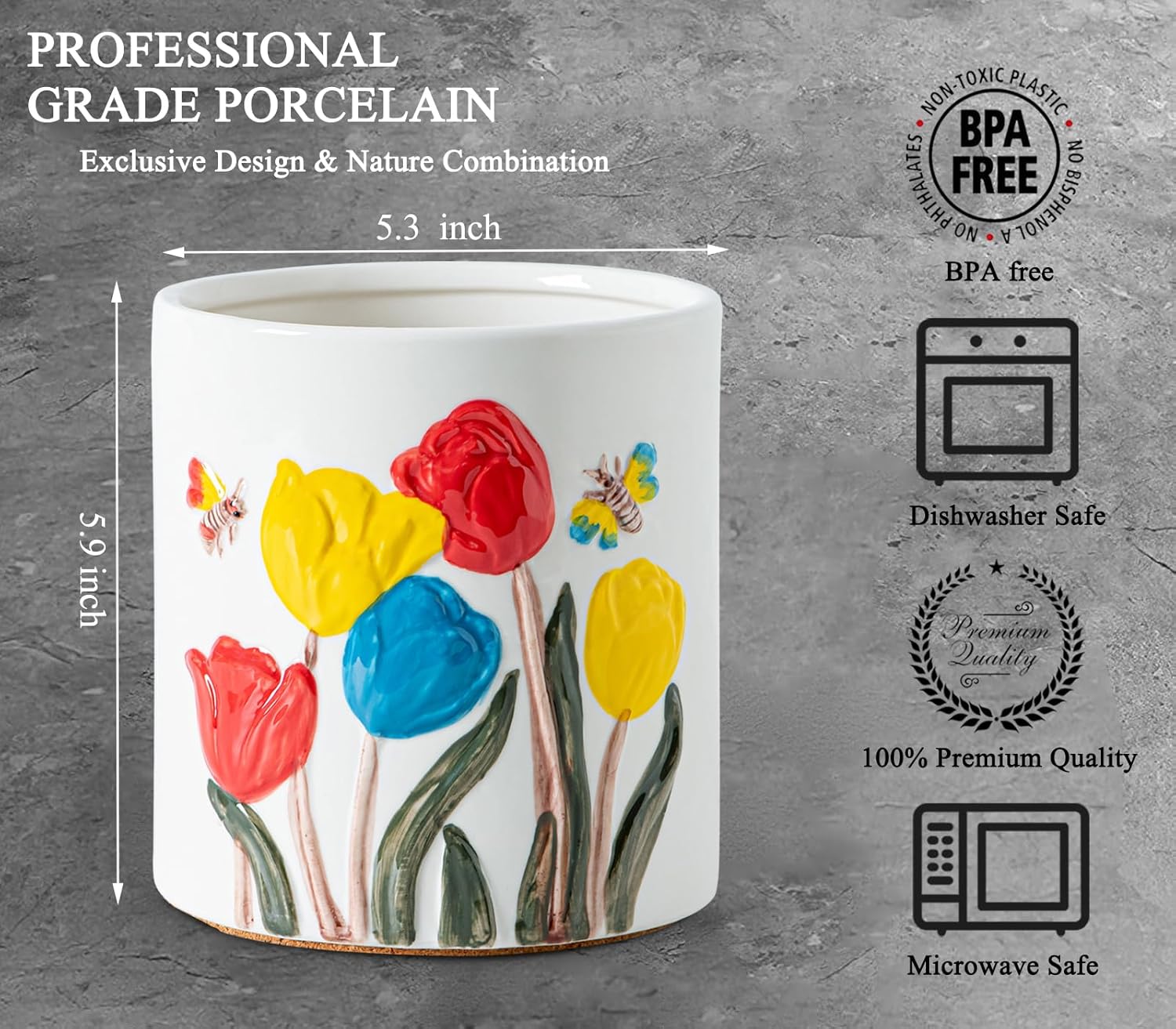 Tulip Ceramic Kitchen Utensil Holder White