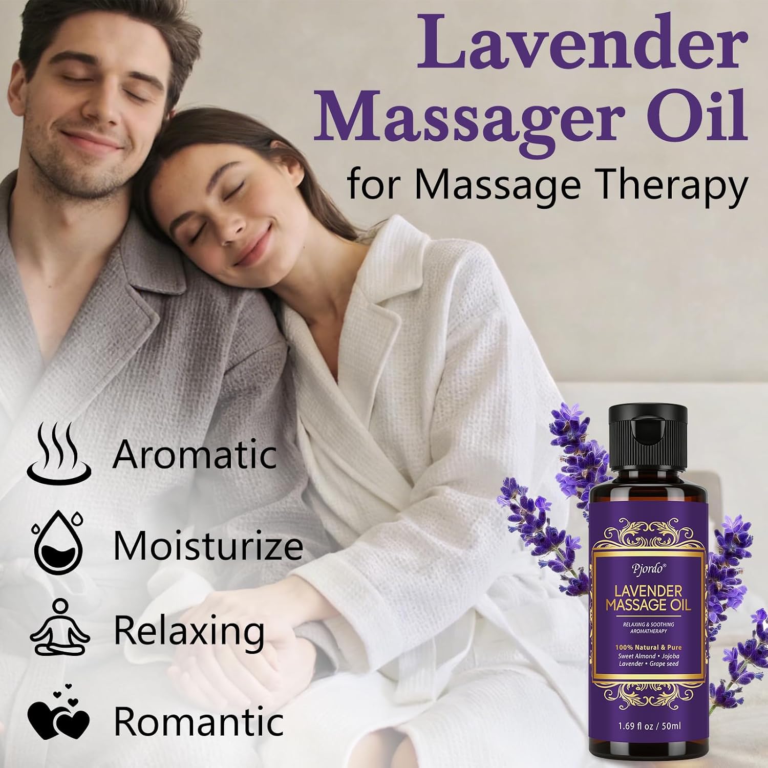 Pjordo 5 Pack Massage Oil for Massage Therapy, Lavender, Vanilla, Sore Muscle, Syringa & Anti Cellulite Massage Oil Kit for Relaxing Muscle & Soothing The Body, Home Spa Gift for Her Him