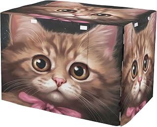 YETTASBIN Cute Cat Dog Crate Cover, Universal Fits 42 Inch Wire Cages | 600D Oxford Waterproof Windproof Pet Kennel Cover with Breathable Mesh, Machine Washable