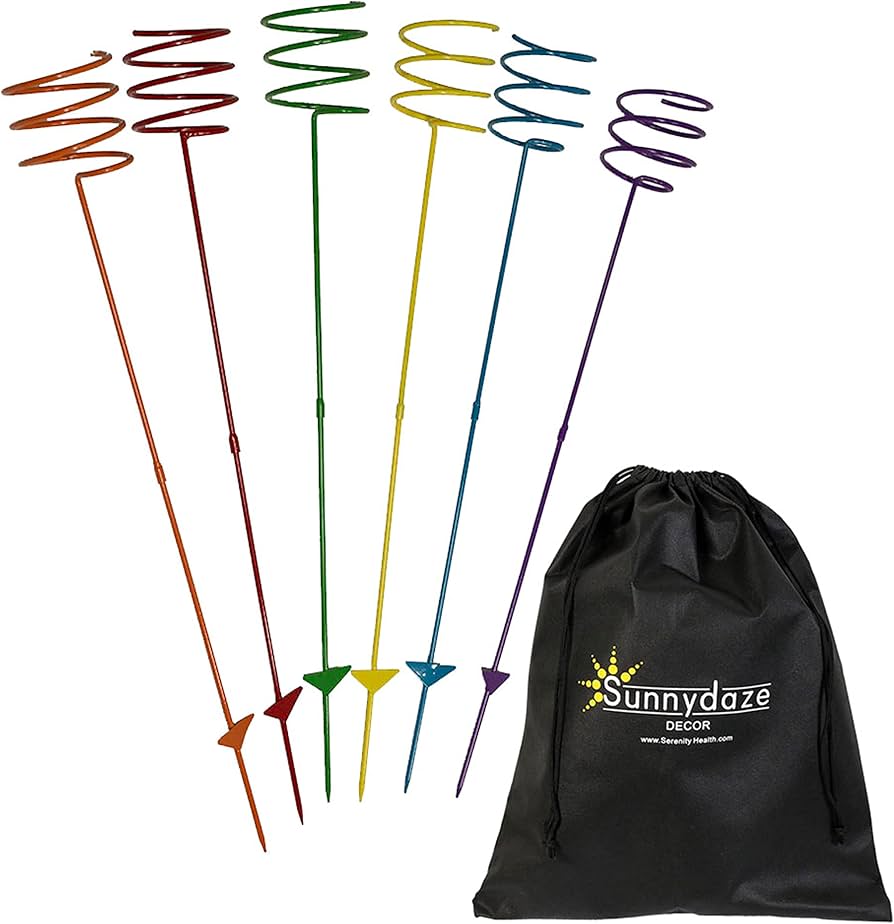 Sunnydaze Outdoor Cup Holders for Yard - Heavy-Duty Outdoor Drink Holder Stakes - Set of 6 - Multicolored