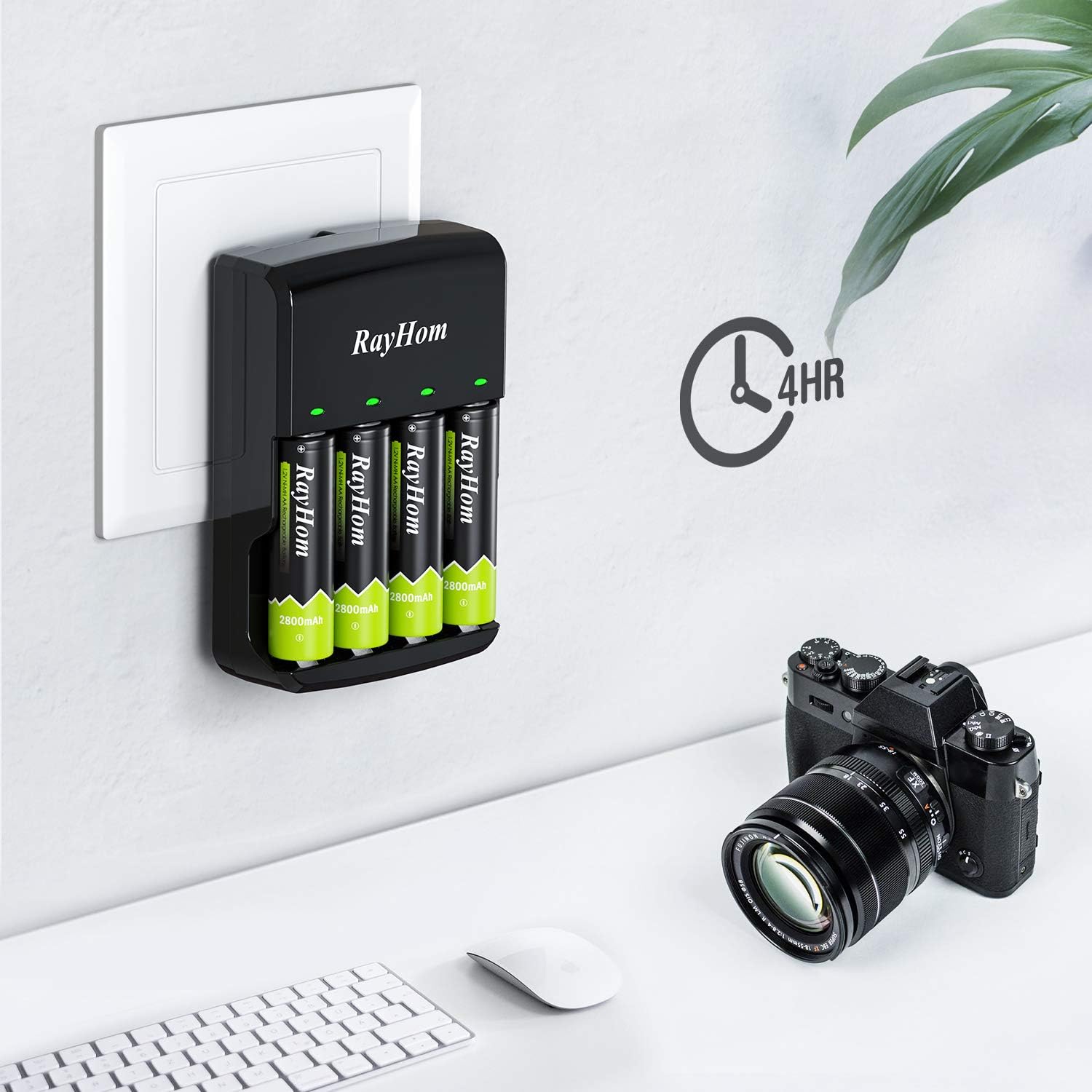 RayHom AA AAA Battery Charger - for Ni-MH Ni-CD Rechargeable Batteries