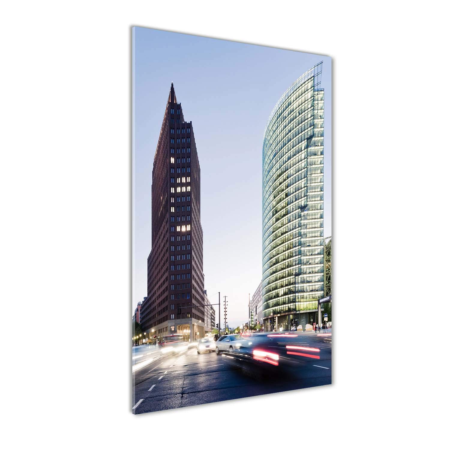 Photo décorative de gratte-ciel sur tableau en verre panoramique multicolore 60x120 cm