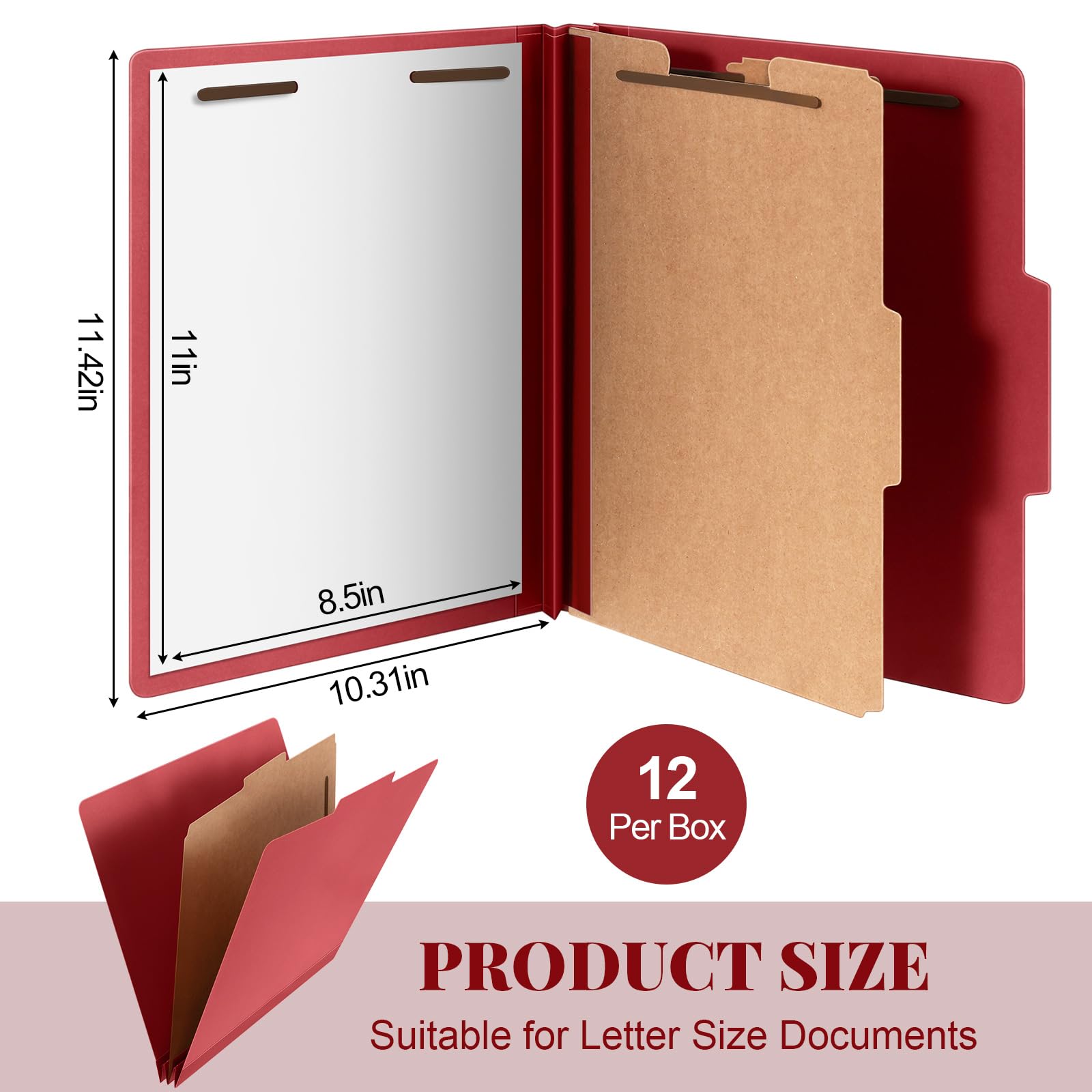 Skyygemm 12 cartelle di classificazione formato lettera, 1 divisore, cartellina con elementi di fissaggio, organizer espandibile per insegnanti, clero, ufficio, chiesa, donazioni natalizie (rosso)