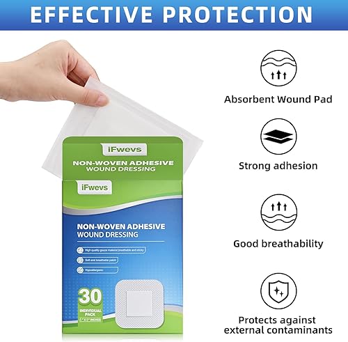 Miniatura 3 de 30 unidades de apósito de gasa con bordes, almohadillas de gasa estériles envueltas individualmente de 6 x 6 pulgadas, altamente absorbentes,