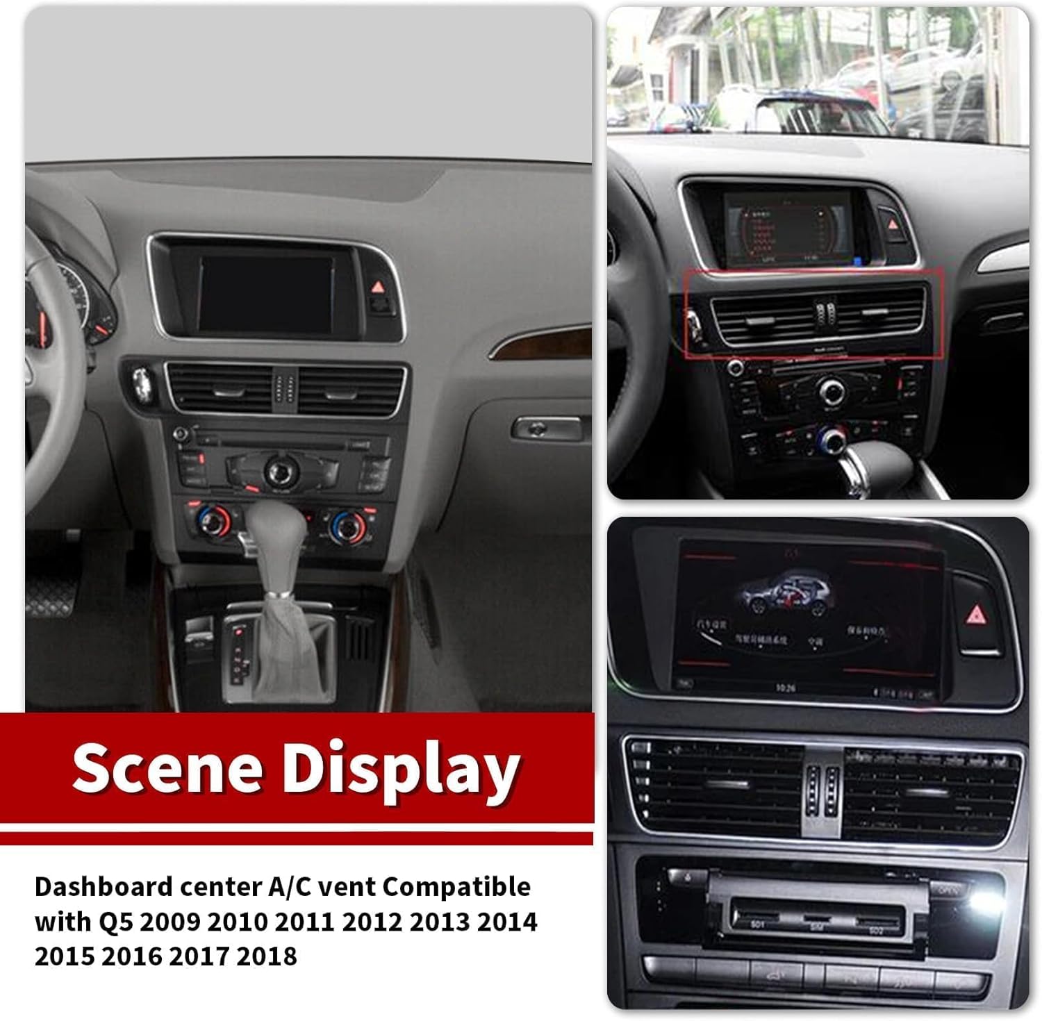 Car Center Console Dashboard Louver Conditioning Vent Assembly Compatible with Q5 2010-2017 Replace 8R1820951GWVF 8R1820951L