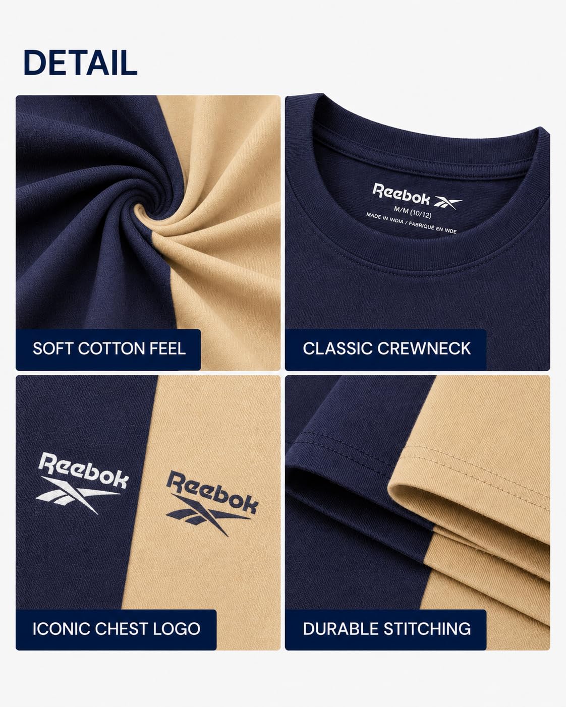 Reebok Jungen-Shirts – 2er-Pack kurzärmeliges T-Shirt mit Logo, Baumwolle für Jungen – Sommerkleidung, T-Shirts für Schule und Spielen