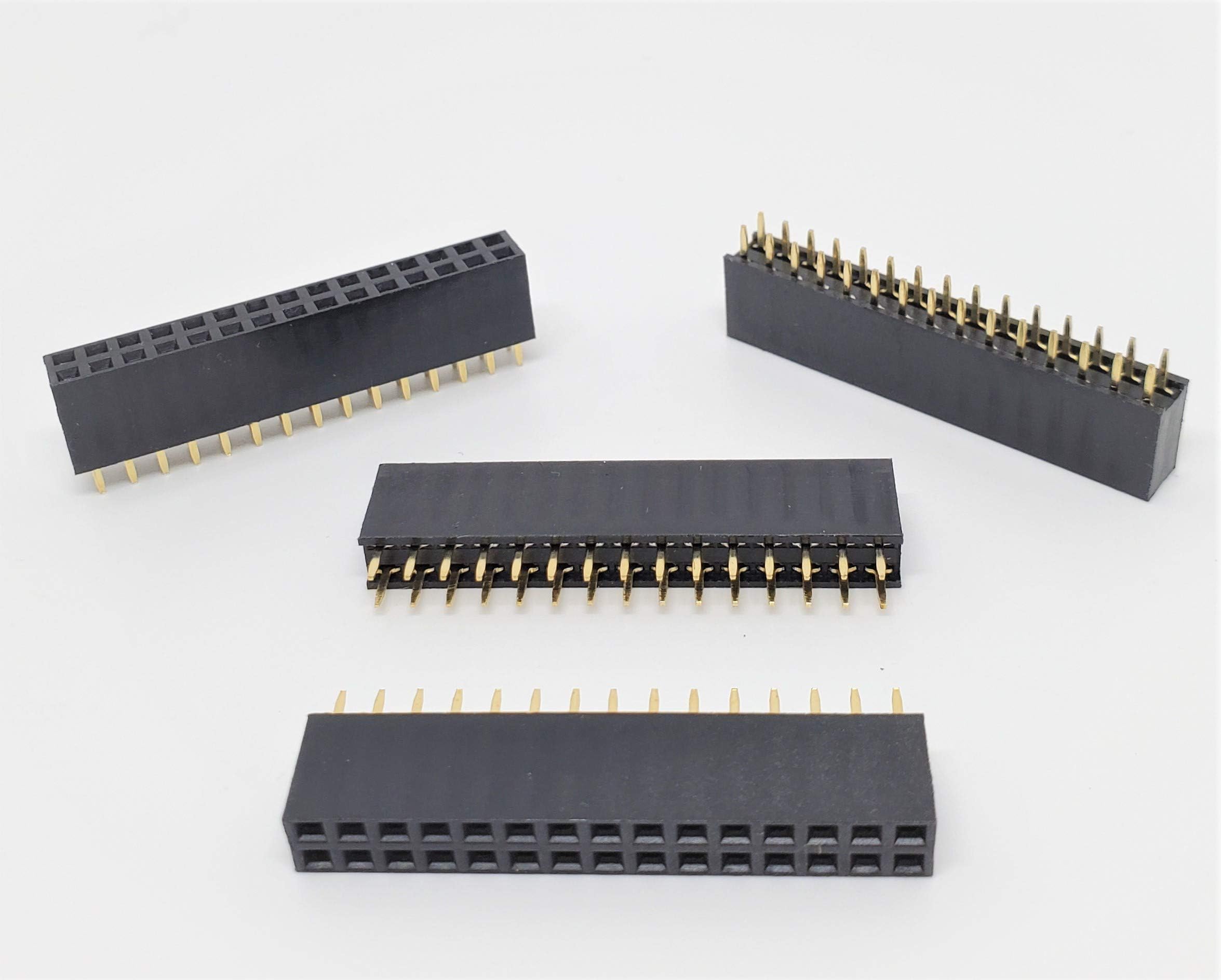25-Pack 30P 2.54mm 0.1" Pitch PCB Female Pin Headers 2x15 Dual Rows 30 Pins Female Sockets to Male Straight PCB DIP, Double Rows PC Board Through-Board Strip (2x15-30P-25PK)