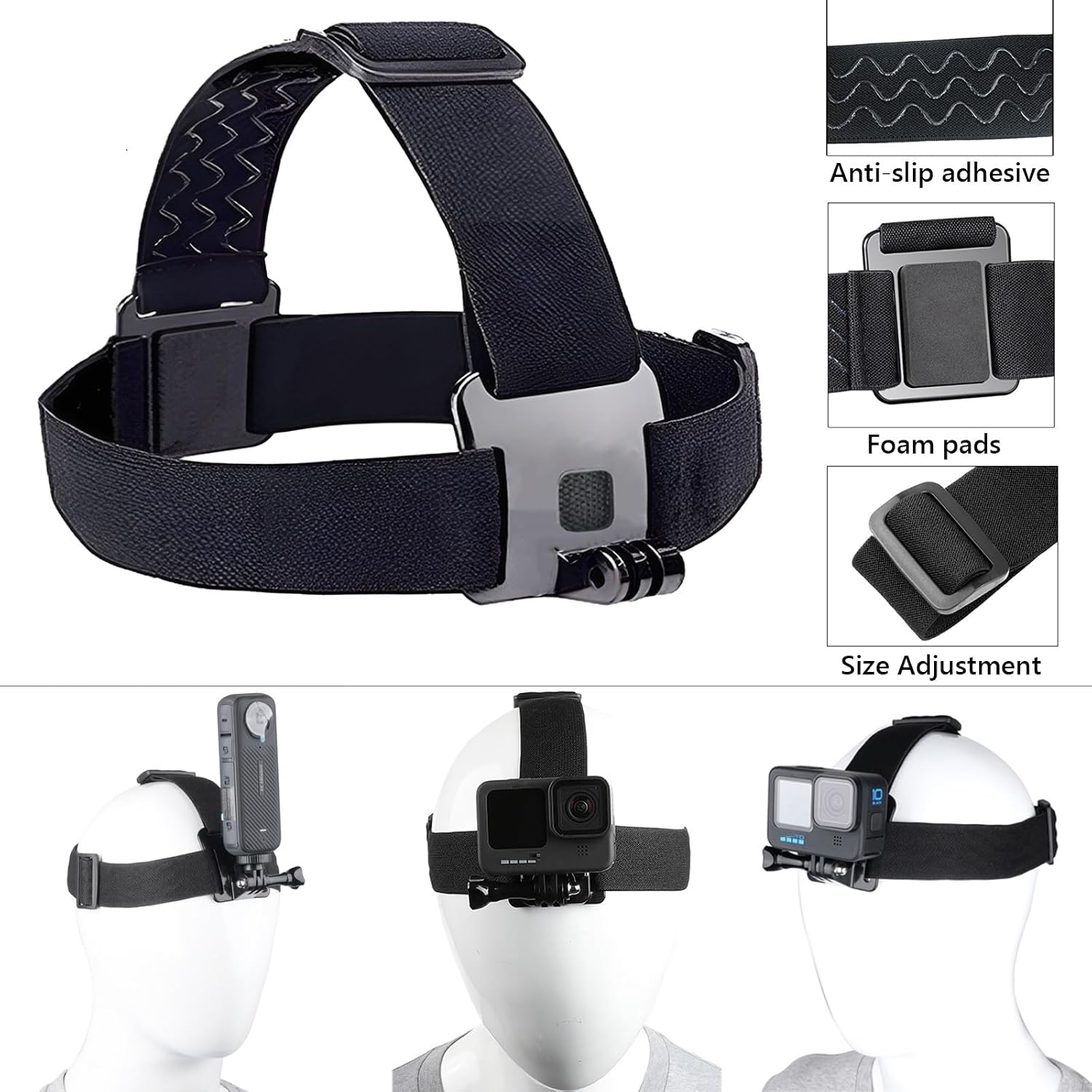 7PC Action Cam Zubehör für Insta 360 X5/X4/X3/X2/Ace Pro 2/ONE RS, Brustgurt + Kopfgurt + Rucksack mit Schnellbefestigung, Action cam Halterung Kompatibel mit GoPro Hero, SJCAM und Anderen - 3