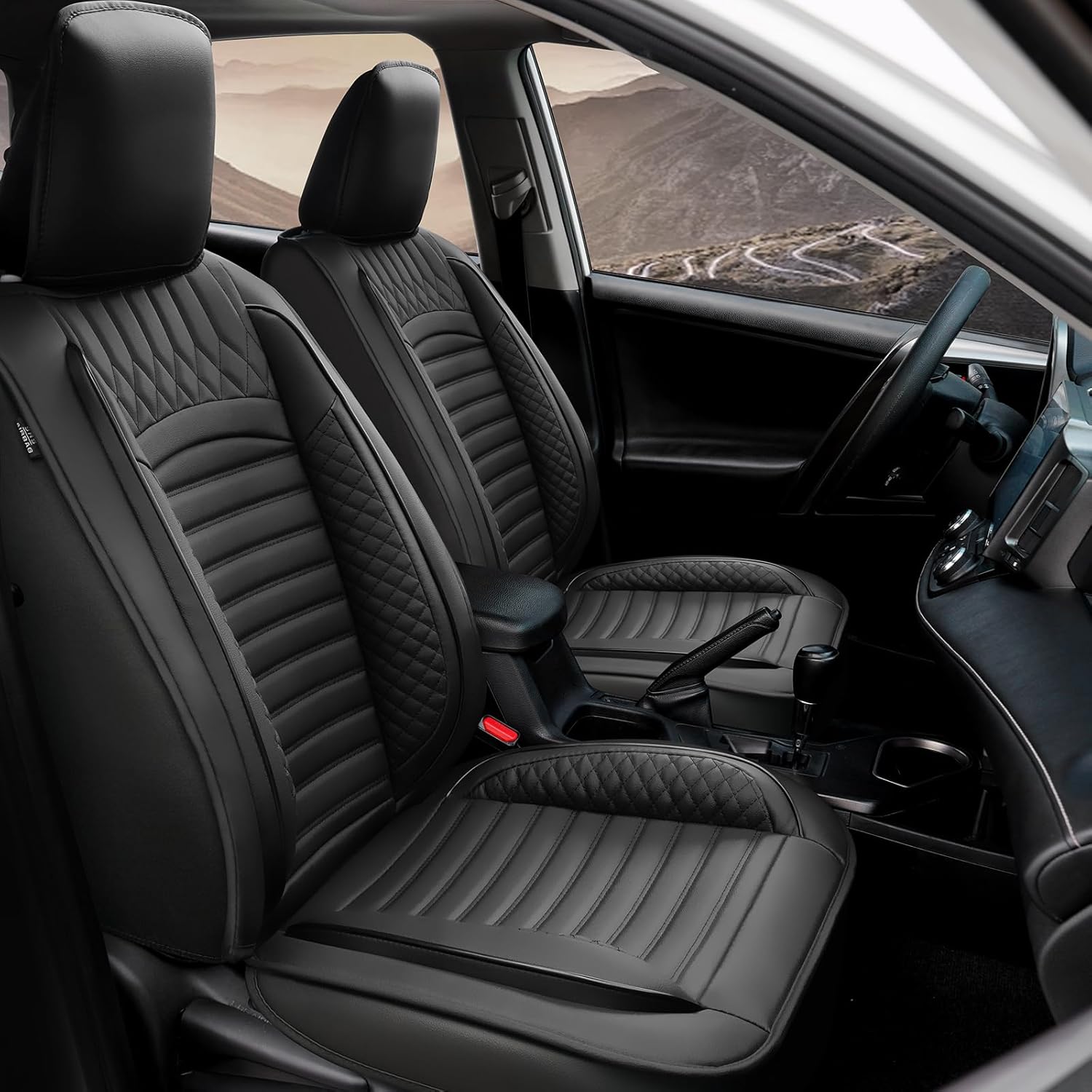 car seat covers compatible with toyota rav4 2013-2018 le,xle,xle premium, limited automotive cushion protector replacement, waterproof faux leather full set (full set, black) custom fit black 2013-2018 rav4(not for hybrid)