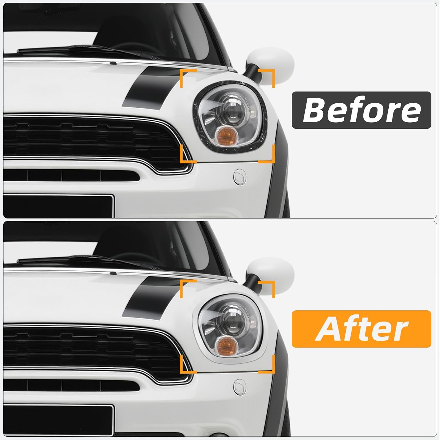 Front Driver & Passenger Side light Trim Ring Bezel Compatible with BMW Mini Cooper R60 Countryman 2011-2016, Part Number: 51139801573, 51139801574