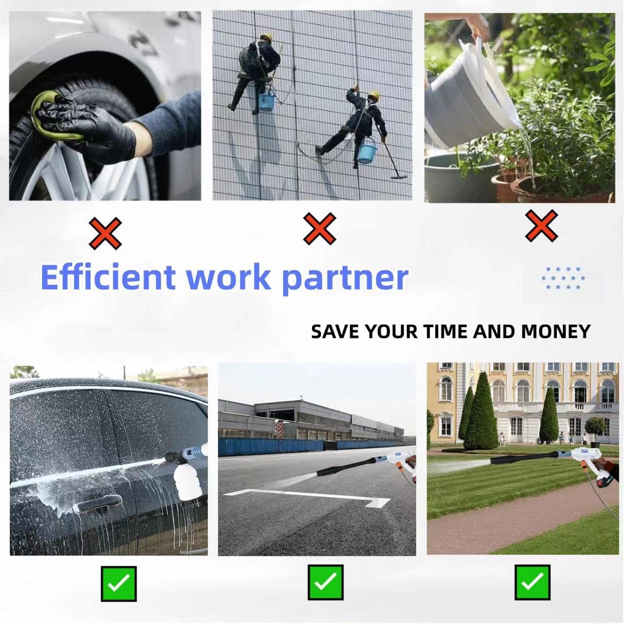 Cordless Pressure Washer 652PSI Portable Pressure Washer Gun with 180° Adjustable Nozzle,21V 3000mAh Battery,3 Variable Speed Electric Pressure Washer for Cars,Fences,Floor