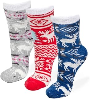 3 Pairs Cozy Cabin Socks for Women - Aloe Infused Fuzzy Fluffy Comfortable Socks