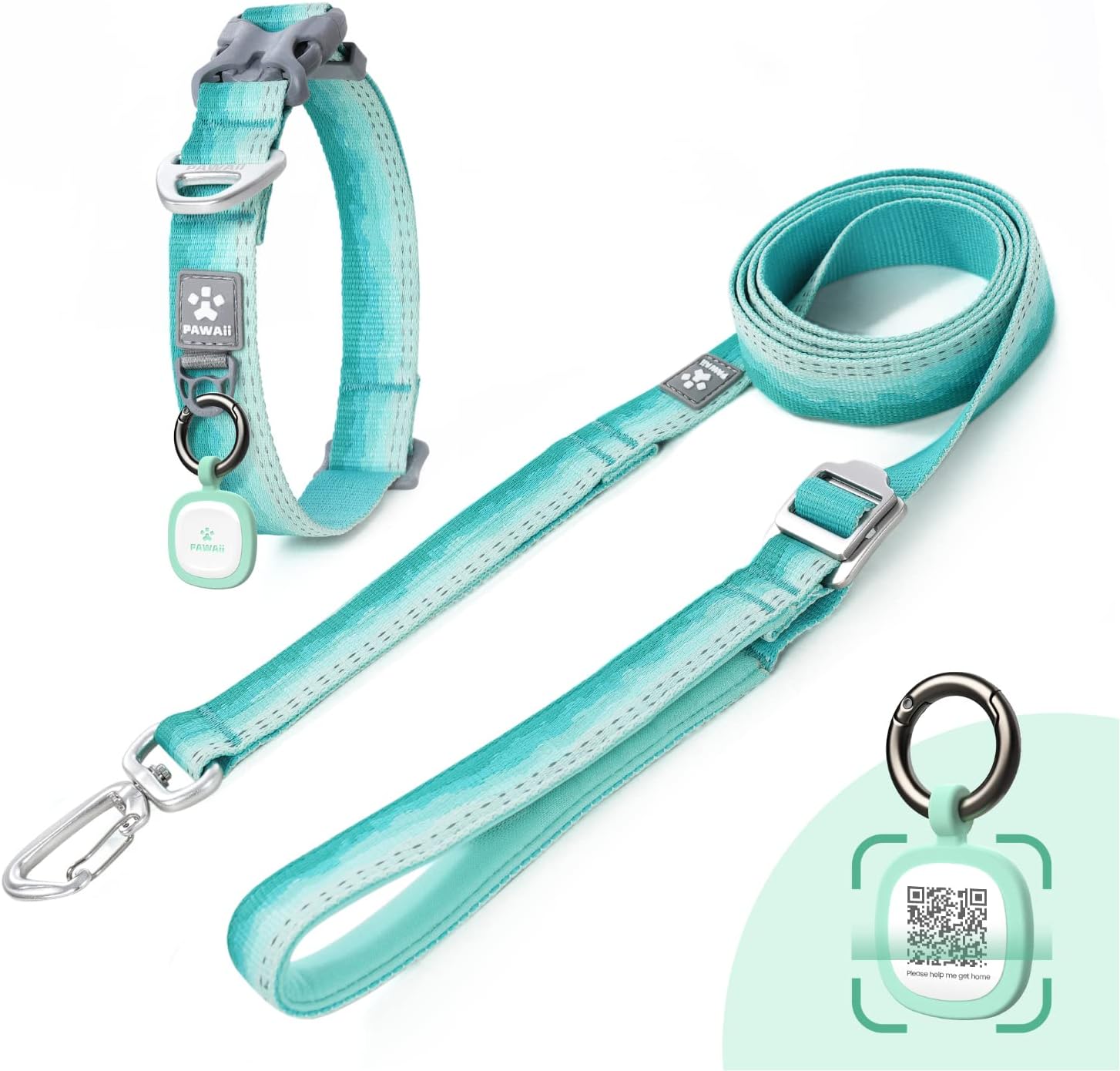 Pawaii Dog Collar and Lead Set, Personalised Dog Collar with Pet ID Tag