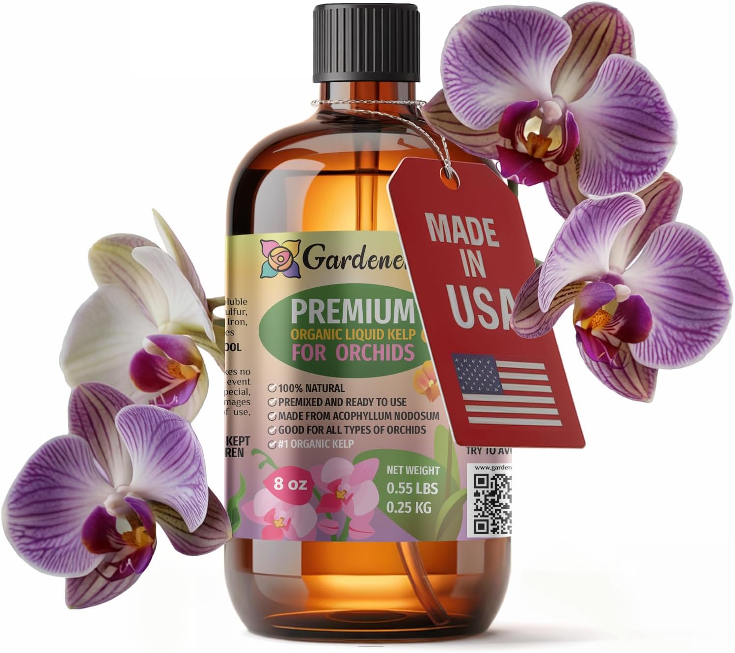 Premium Organic Seaweed & Kelp Superfood for Orchid Plants - 8 oz - Liquid Kelp Fertilizer Concentrate (Makes 45 Gallons)