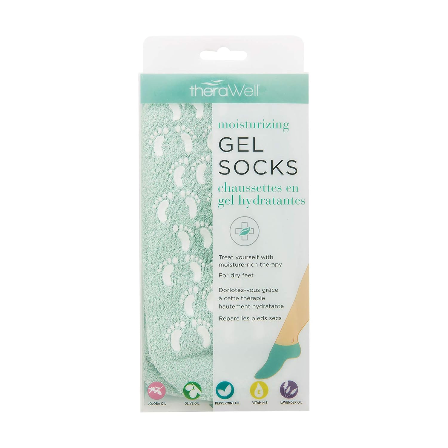THERAWELL MoistureRich Therapeutic Gel Socks Mint
